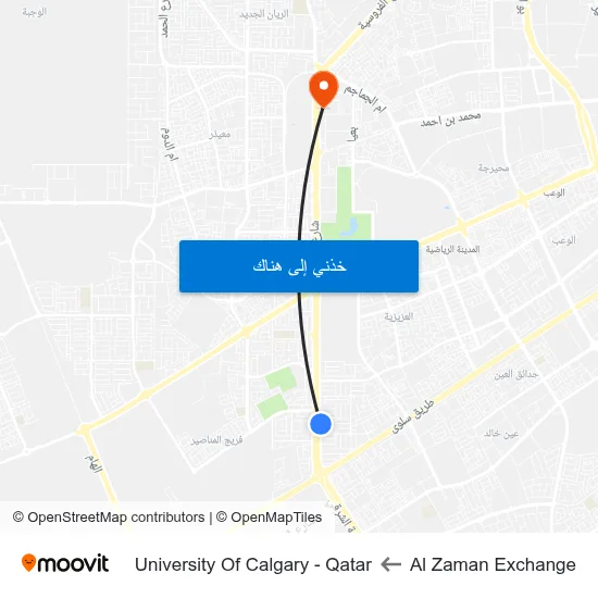 Al Zaman Exchange to University Of Calgary - Qatar map