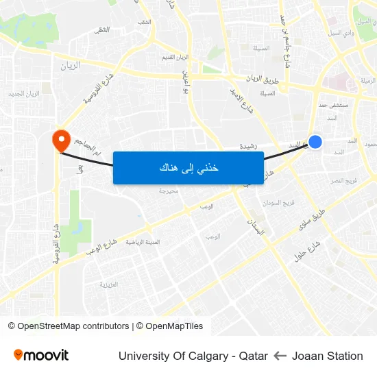 Joaan Station to University Of Calgary - Qatar map
