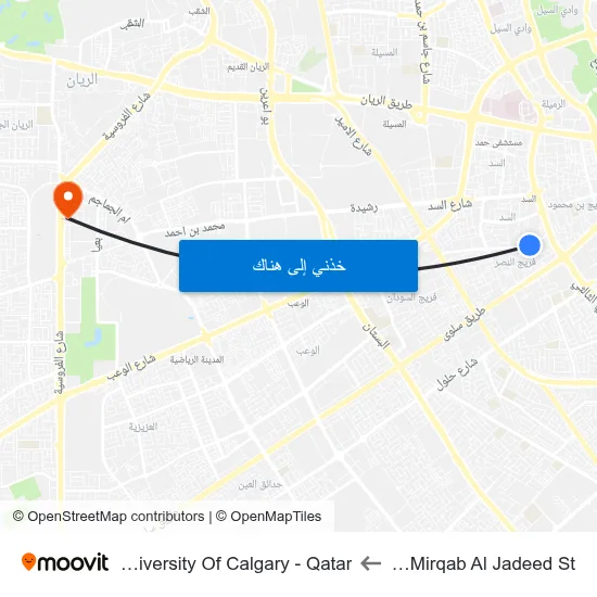 Al Mirqab Al Jadeed St to University Of Calgary - Qatar map