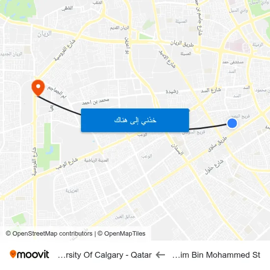 Qassim Bin Mohammed St to University Of Calgary - Qatar map