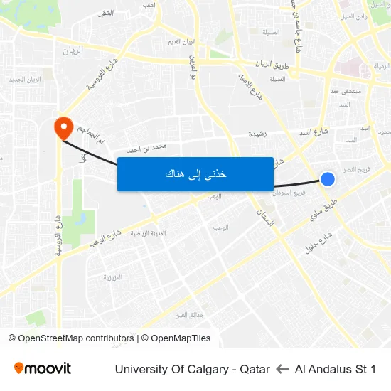 Al Andalus St 1 to University Of Calgary - Qatar map