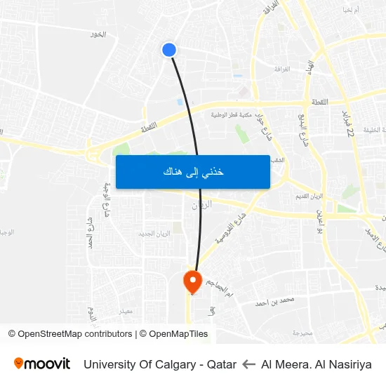 Al Meera. Al Nasiriya to University Of Calgary - Qatar map