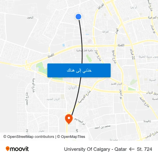 St. 724 to University Of Calgary - Qatar map