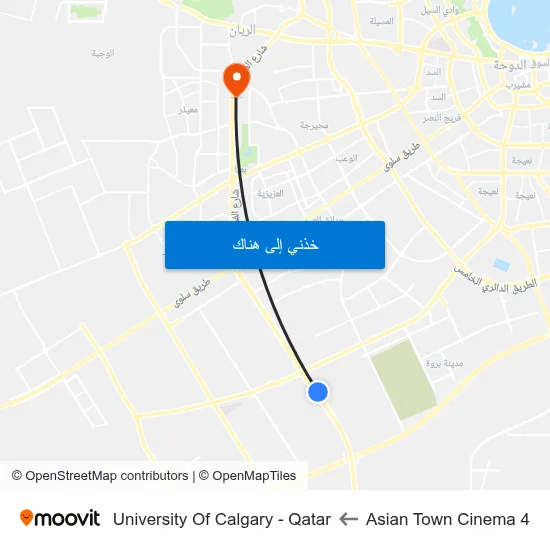 Asian Town Cinema 4 to University Of Calgary - Qatar map