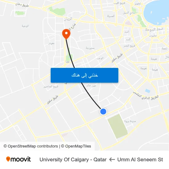 Umm Al Seneem St to University Of Calgary - Qatar map