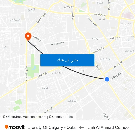 Sabah Al Ahmad Corridor to University Of Calgary - Qatar map