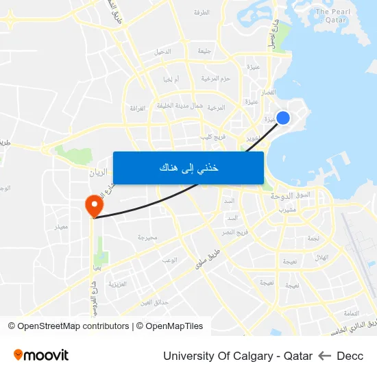 Decc to University Of Calgary - Qatar map