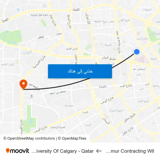 Tadmur Contracting Wll to University Of Calgary - Qatar map