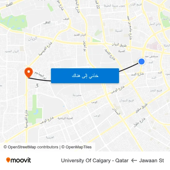 Jawaan St to University Of Calgary - Qatar map