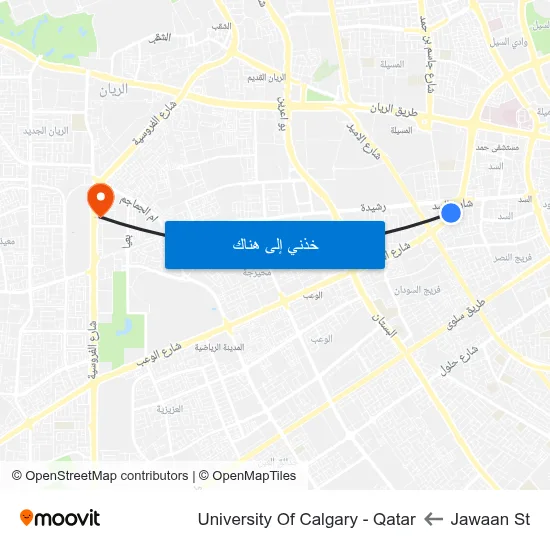 Jawaan St to University Of Calgary - Qatar map