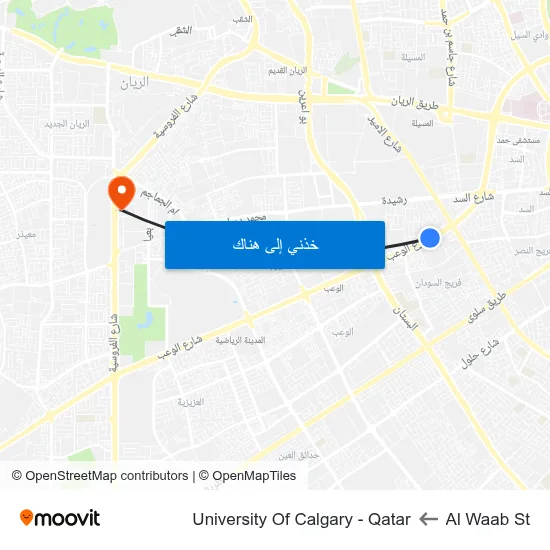 Al Waab St to University Of Calgary - Qatar map