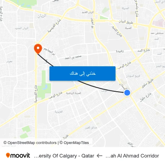 Sabah Al Ahmad Corridor to University Of Calgary - Qatar map