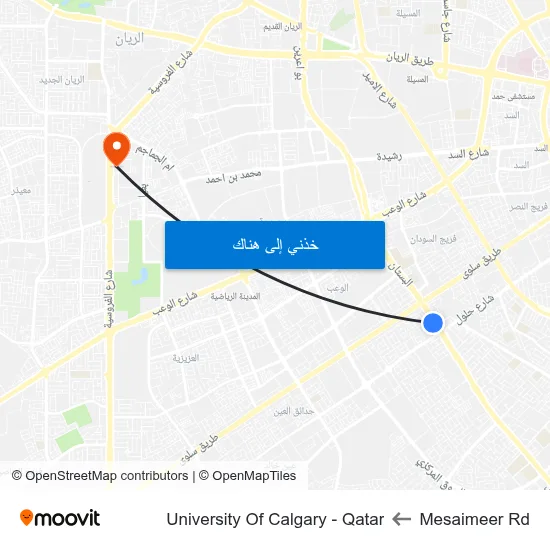 Mesaimeer Rd to University Of Calgary - Qatar map