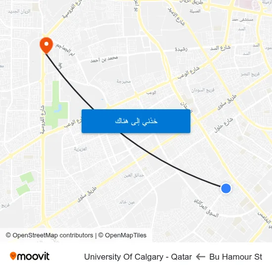 Bu Hamour St to University Of Calgary - Qatar map