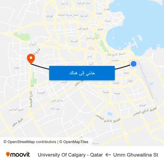 Umm Ghuwailina St to University Of Calgary - Qatar map