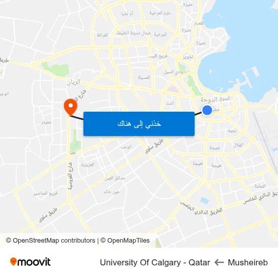 Musheireb to University Of Calgary - Qatar map