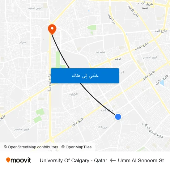 Umm Al Seneem St to University Of Calgary - Qatar map