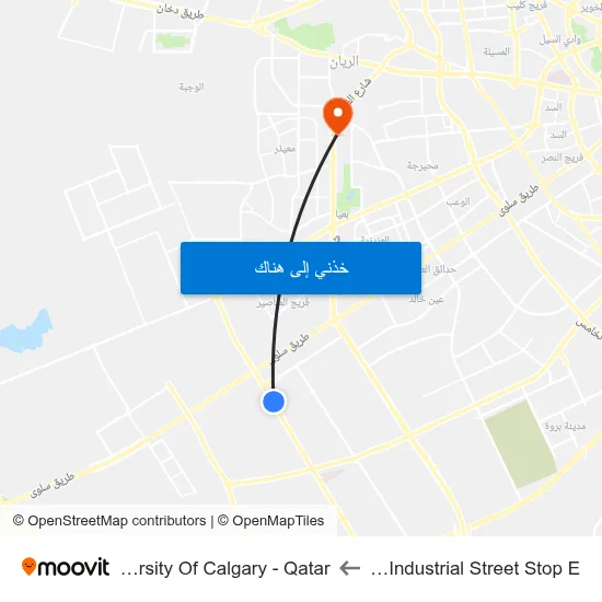 West Industrial Street Stop E to University Of Calgary - Qatar map
