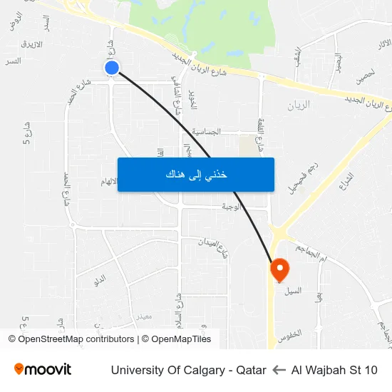 Al Wajbah St 10 to University Of Calgary - Qatar map