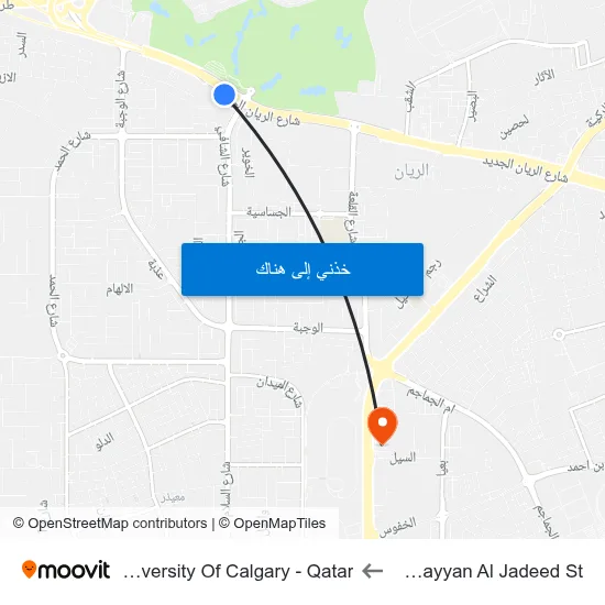 Al Rayyan Al Jadeed St to University Of Calgary - Qatar map