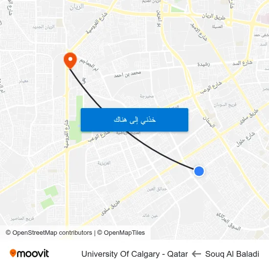 Souq Al Baladi to University Of Calgary - Qatar map