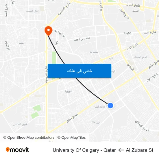 Al Zubara St to University Of Calgary - Qatar map