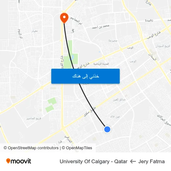 Jery Fatma to University Of Calgary - Qatar map