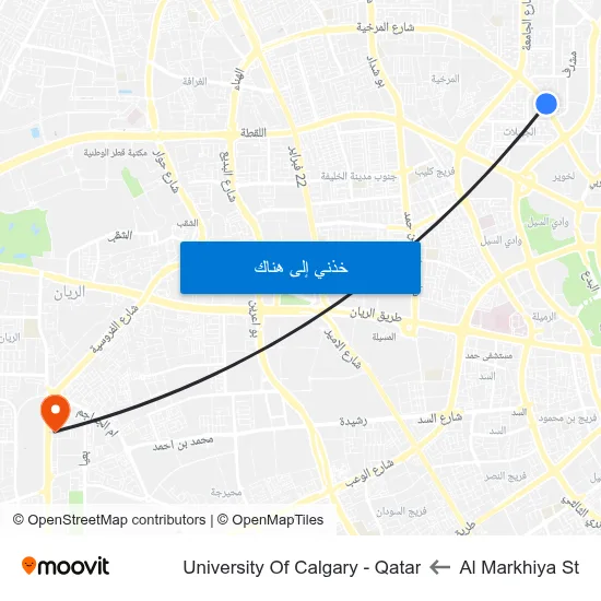 Al Markhiya St to University Of Calgary - Qatar map