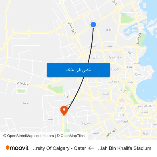 Abdullah Bin Khalifa Stadium to University Of Calgary - Qatar map