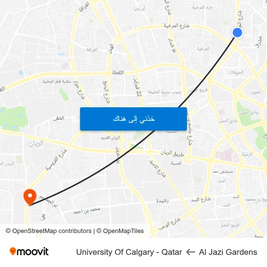 Al Jazi Gardens to University Of Calgary - Qatar map