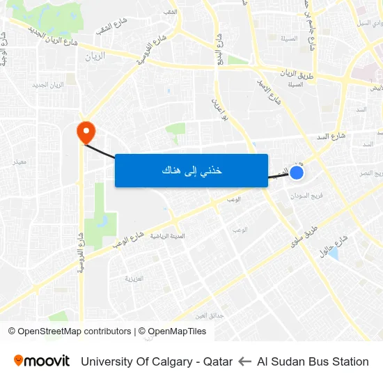 Al Sudan Bus Station to University Of Calgary - Qatar map