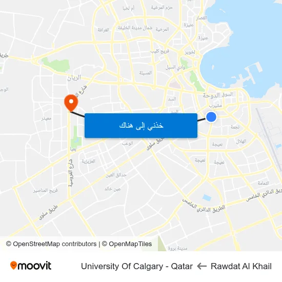 Rawdat Al Khail to University Of Calgary - Qatar map