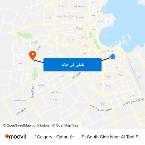 Ras Abu Abboud St South Side Near Al Taei St to University Of Calgary - Qatar map