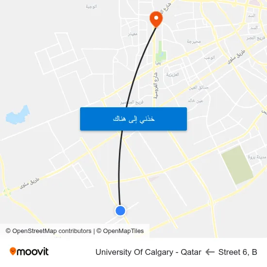 Street 6, B to University Of Calgary - Qatar map