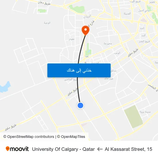 Al Kassarat Street, 15 to University Of Calgary - Qatar map