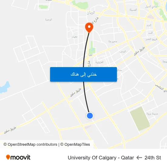24th St to University Of Calgary - Qatar map