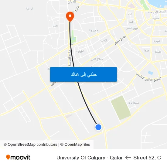 Street 52, C to University Of Calgary - Qatar map