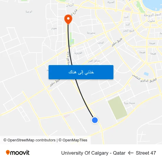Street 47 to University Of Calgary - Qatar map