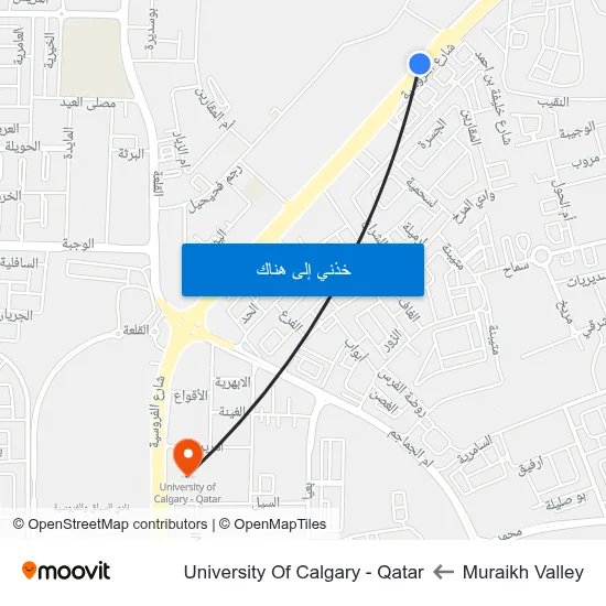 Muraikh Valley to University Of Calgary - Qatar map