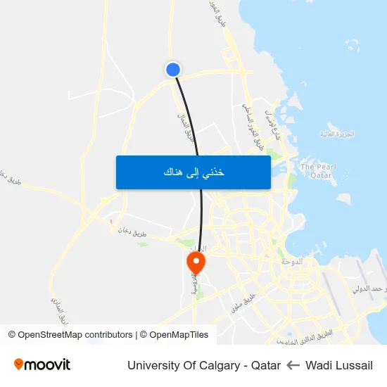 Wadi Lussail to University Of Calgary - Qatar map