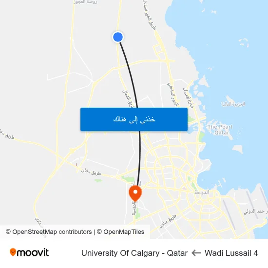 Wadi Lussail 4 to University Of Calgary - Qatar map