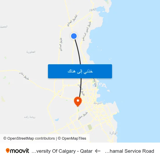 Al Shamal Service Road to University Of Calgary - Qatar map