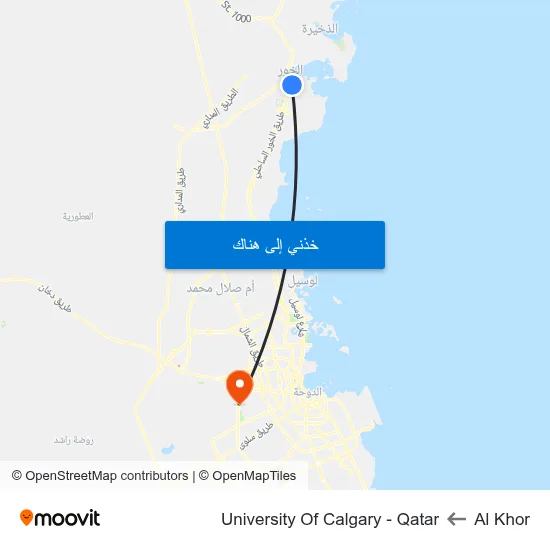 Al Khor to University Of Calgary - Qatar map