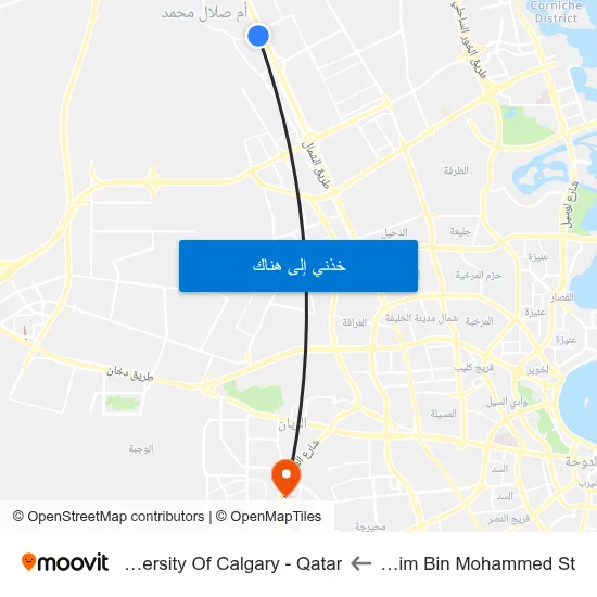 Jasim Bin Mohammed St to University Of Calgary - Qatar map