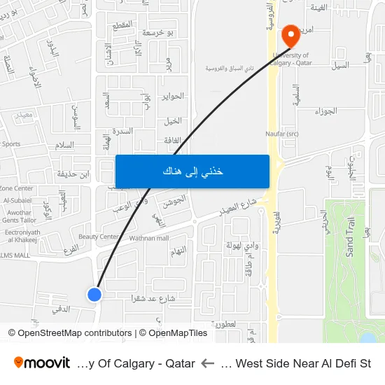 Al Sedaira West Side Near Al Defi St to University Of Calgary - Qatar map