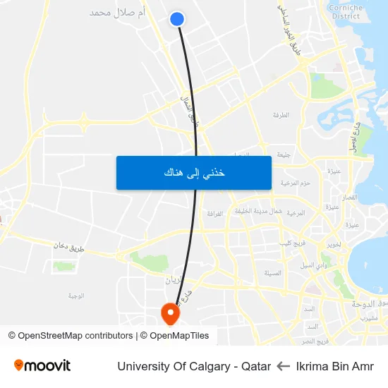 Ikrima Bin Amr to University Of Calgary - Qatar map