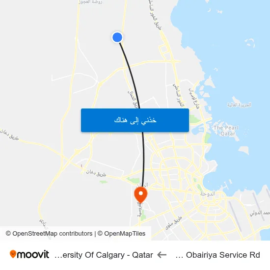 Umm Obairiya Service Rd to University Of Calgary - Qatar map