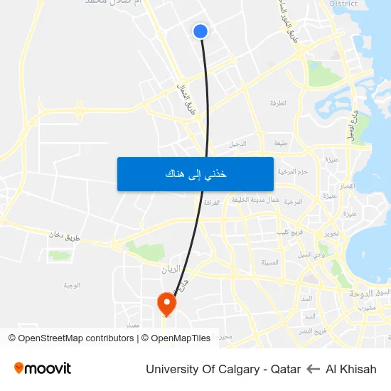 Al Khisah to University Of Calgary - Qatar map