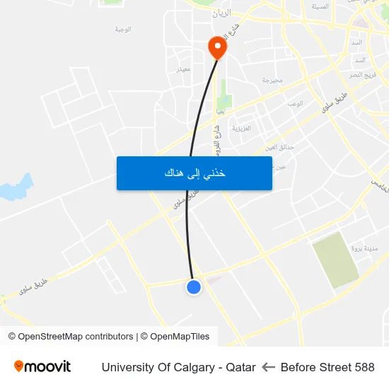 Before Street 588 to University Of Calgary - Qatar map