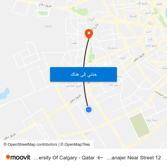 Al Manajer Near Street 12 to University Of Calgary - Qatar map